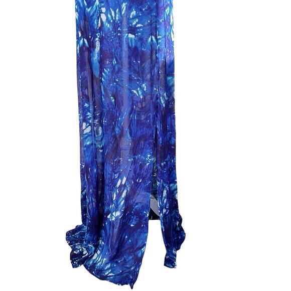 LoveShackFancy Maxi Fairy Slip Dress O/S Blue Backless Tie Dye Sheer Ethereal - Picture 5 of 16